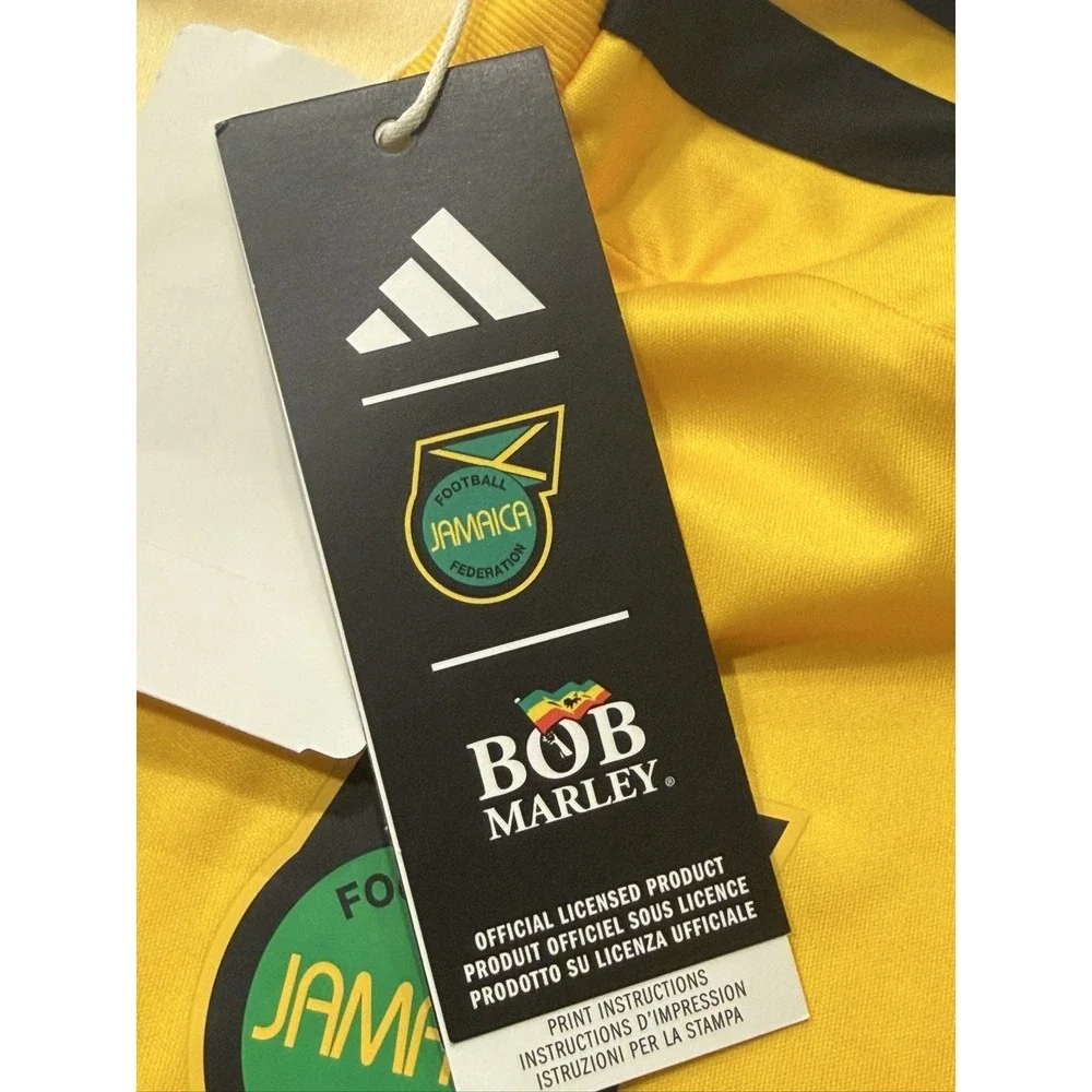 adidas Jamaica JFF Bob Marley Soccer Jersey KB3386 Mens M Yellow Slim Fit NEW